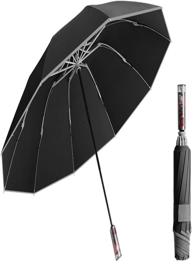 RAMNATH IMPEX RAMNATH Compact Travel Umbrella Windproof Mechanical Umbrella, Auto Open and Close Folding Umbrella with Reflective Strip,Transparent Handle Umbrella Sun & Rain Umbrellas for Women, Men. - Image 1
